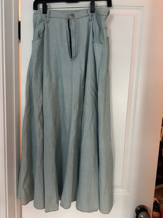 Crazy Horse By Liz Claiborne Dresses & Skirts - Light Blue Denim Maxi A-Line Women's Skirt with Front Zip